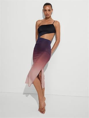 Siren Sunset Ombré Tek Omuzlu Yırtmaçlı Elbise