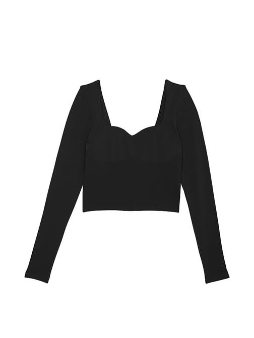 Soft Seamless Uzun Kollu Kalp Yaka Üst