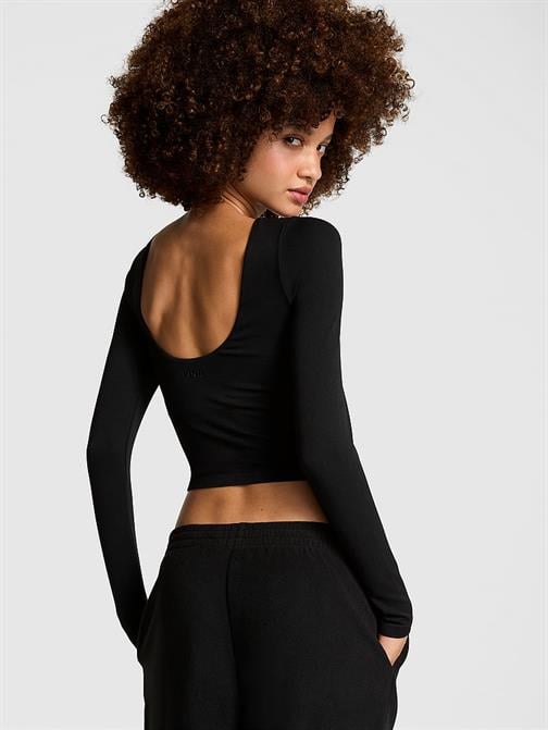Soft Seamless Uzun Kollu Kalp Yaka Üst