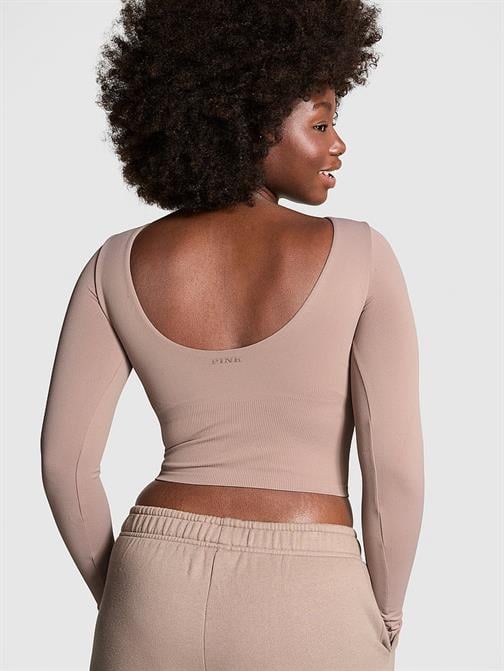 Soft Seamless Uzun Kollu Kalp Yaka Üst
