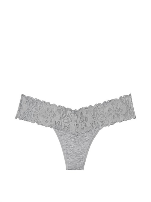 Stretch Cotton Lace-waist Thong Panty