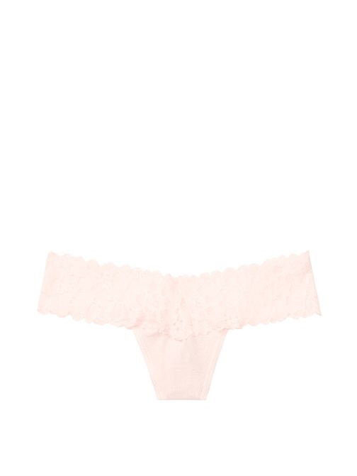 Stretch Cotton Lace-waist Thong Panty