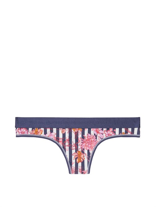 Stretch Cotton Logo Thong Panty