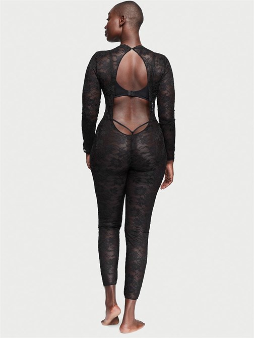 Transparan Dantel Catsuit