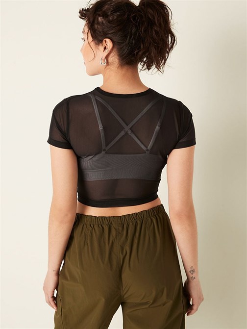 Transparan Kısa Kollu Crop Üst