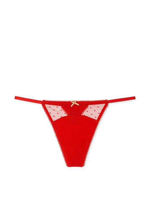 Tül Pamuklu Puantiyeli V-String Külot