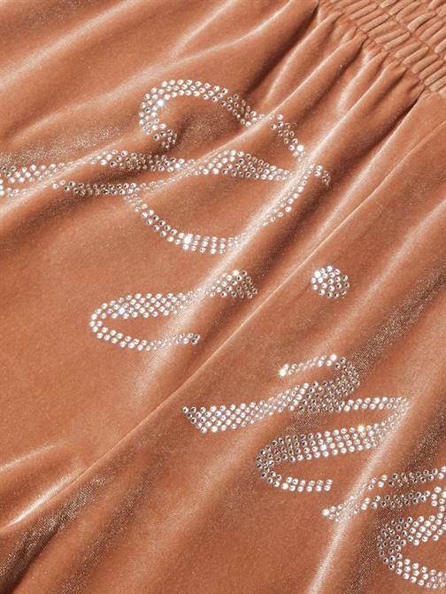 Velour Shine Logolu Geniş Paça Pantolon