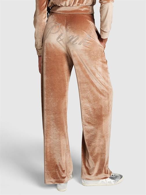 Velour Shine Logolu Geniş Paça Pantolon