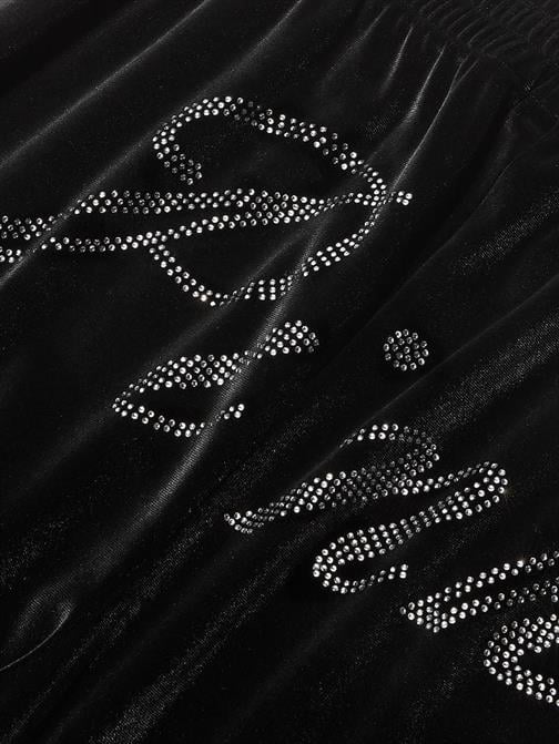 Velour Shine Logolu Geniş Paça Pantolon