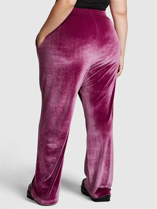 Velour Shine Logolu Geniş Paça Pantolon