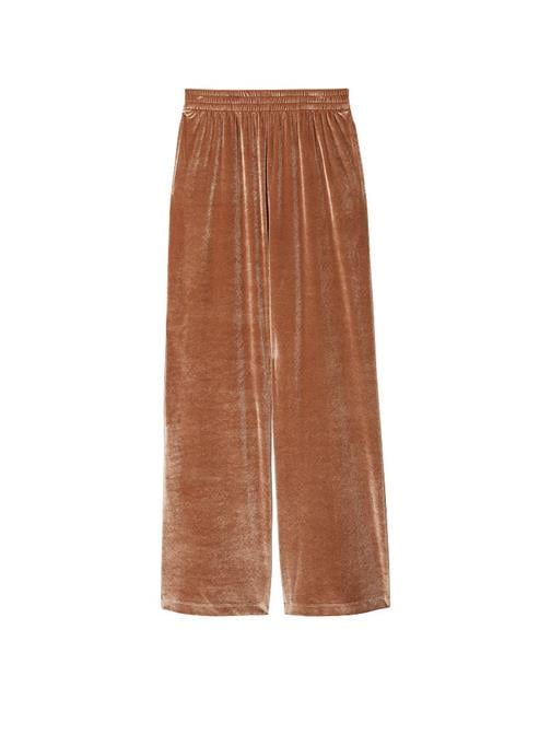 Velour Shine Logolu Geniş Paça Pantolon