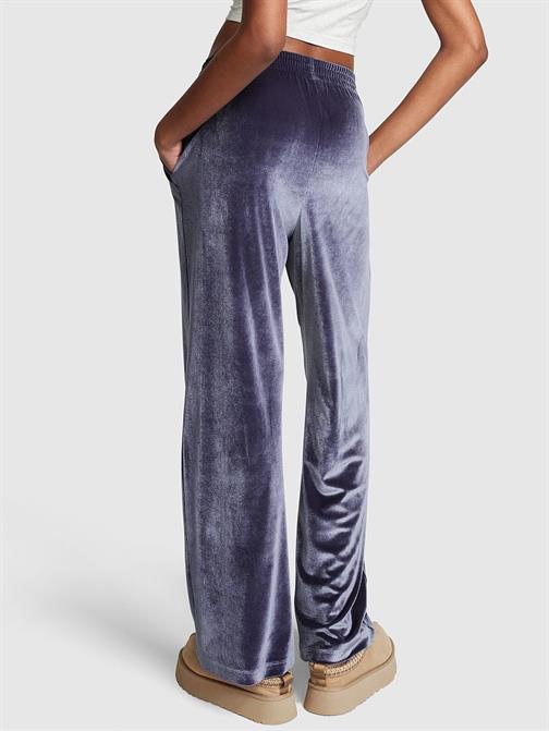 Velour Shine Logolu Geniş Paça Pantolon