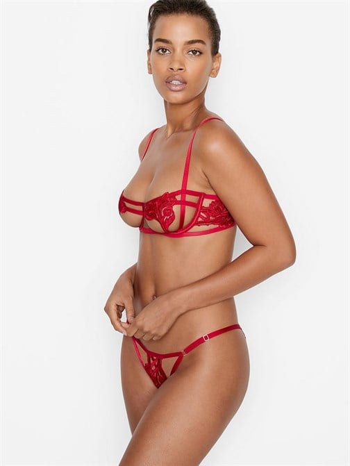 Very Sexy Transparan Askılı Nakışlı Balkonet Sütyen