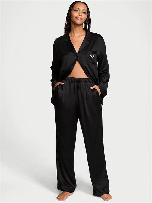 Victoria's Secret Fashion Show '24 Parlak Saten Uzun Pijama Takımı