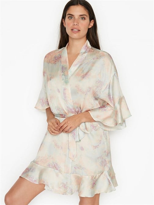 VICTORIA'S SECRET Fırfırlı Saten Sabahlık