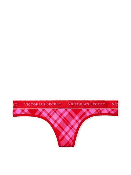 Victoria's Secret Kenarı Işıltılı Logo Pamuk Tanga Külot