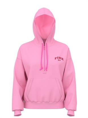 Yarım Fermuarlı Kapüşonlu Sweatshirt