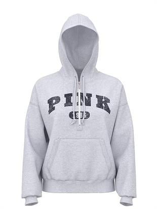 Yarım Fermuarlı Kapüşonlu Sweatshirt