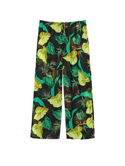 Transparan Crinkle Geniş Paça Pantolon