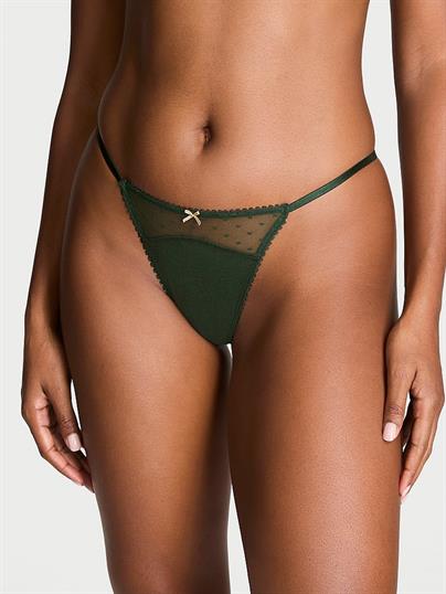 Tül Pamuklu Puantiyeli V-String Külot