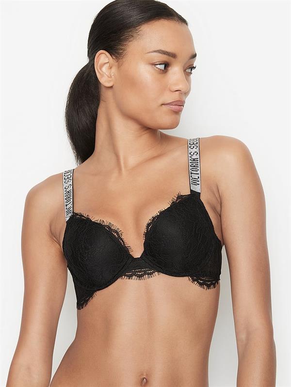 Very Sexy Dantelli Işıltılı Askılı Push-up Sütyen