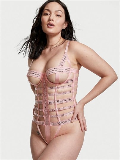 Very Sexy Şeritli Işıltılı Teddy