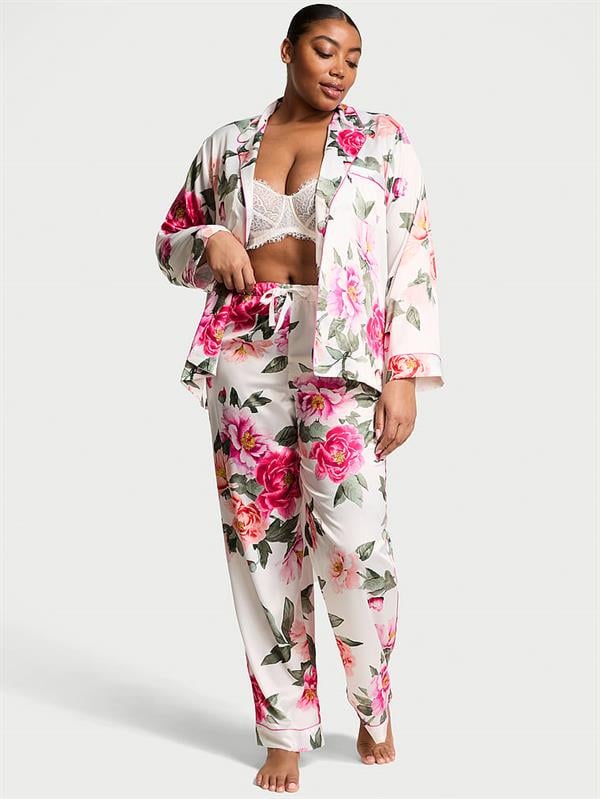 Victoria's Secret Fashion Show '24 Parlak Saten Uzun Pijama Takımı