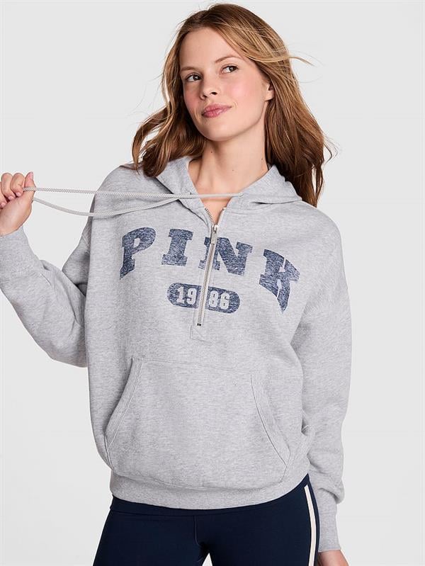 Yarım Fermuarlı Kapüşonlu Sweatshirt