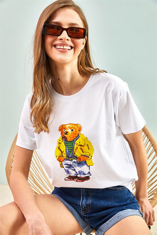 Bianco Lucci Kadın Baskılı Tshirt - Sarı