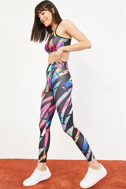 Bianco Lucci Kadın Digital Baskılı Alt-Üst İkili Fitness Takım - Çok Renkli