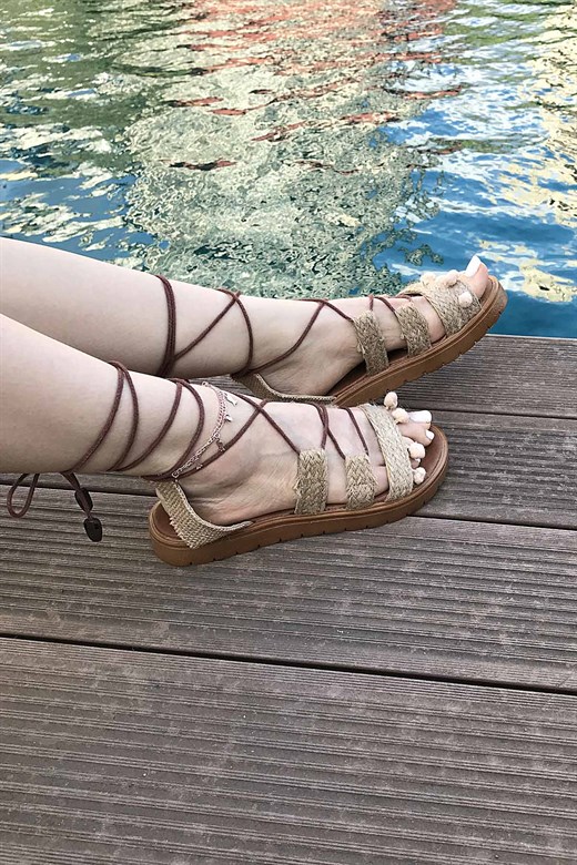 Bianco Lucci Kadın İp Detaylı Sandalet - Bej