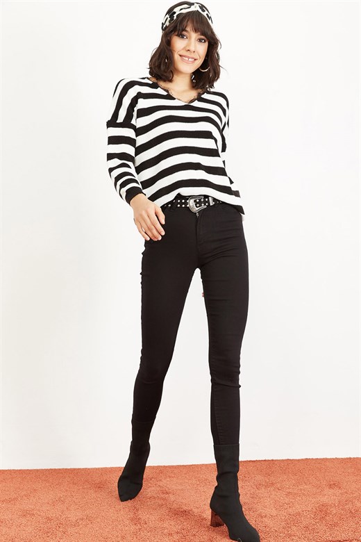 Bianco Lucci Kadın Yüksek Bel Skinny Jeans - Siyah