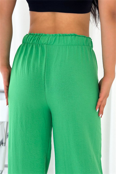 Yeşil Beli Lastikli Rahat Kesim Aerobin Pantolon