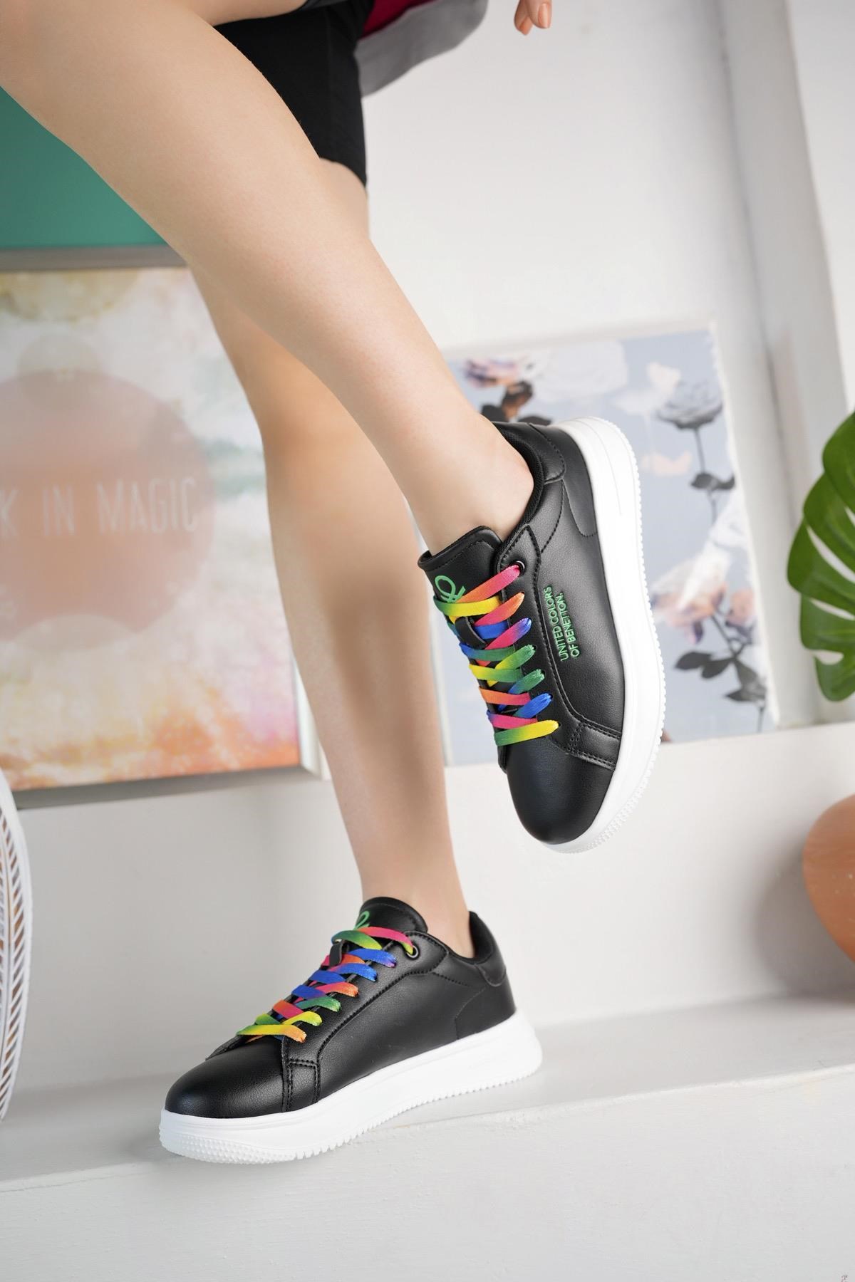 Benetton 10061 Siyah Renkli Bağcıklı Kadın Sneakers