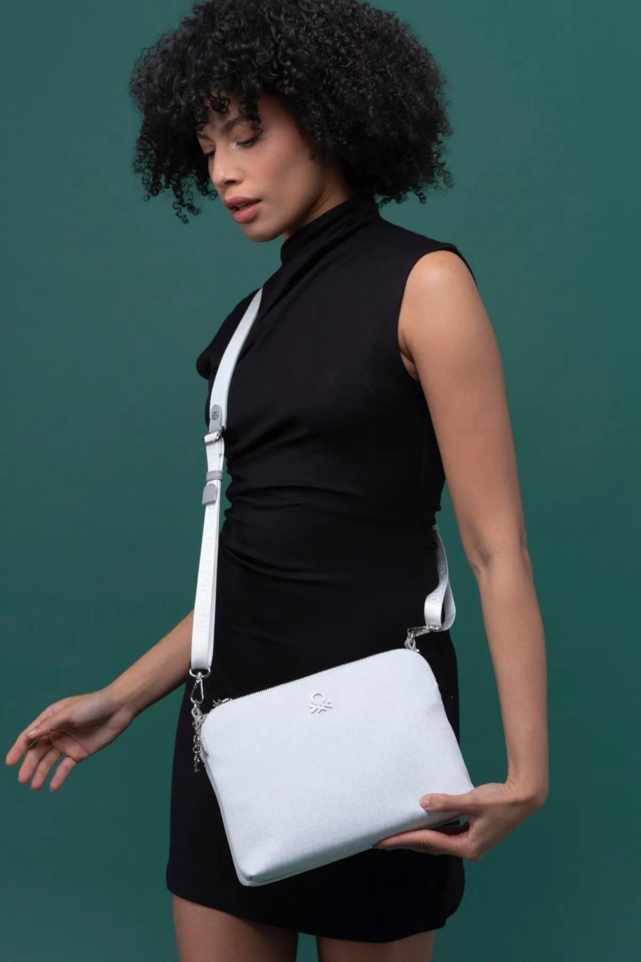 Benetton 1275 Beyaz Çapraz Bayan Çanta