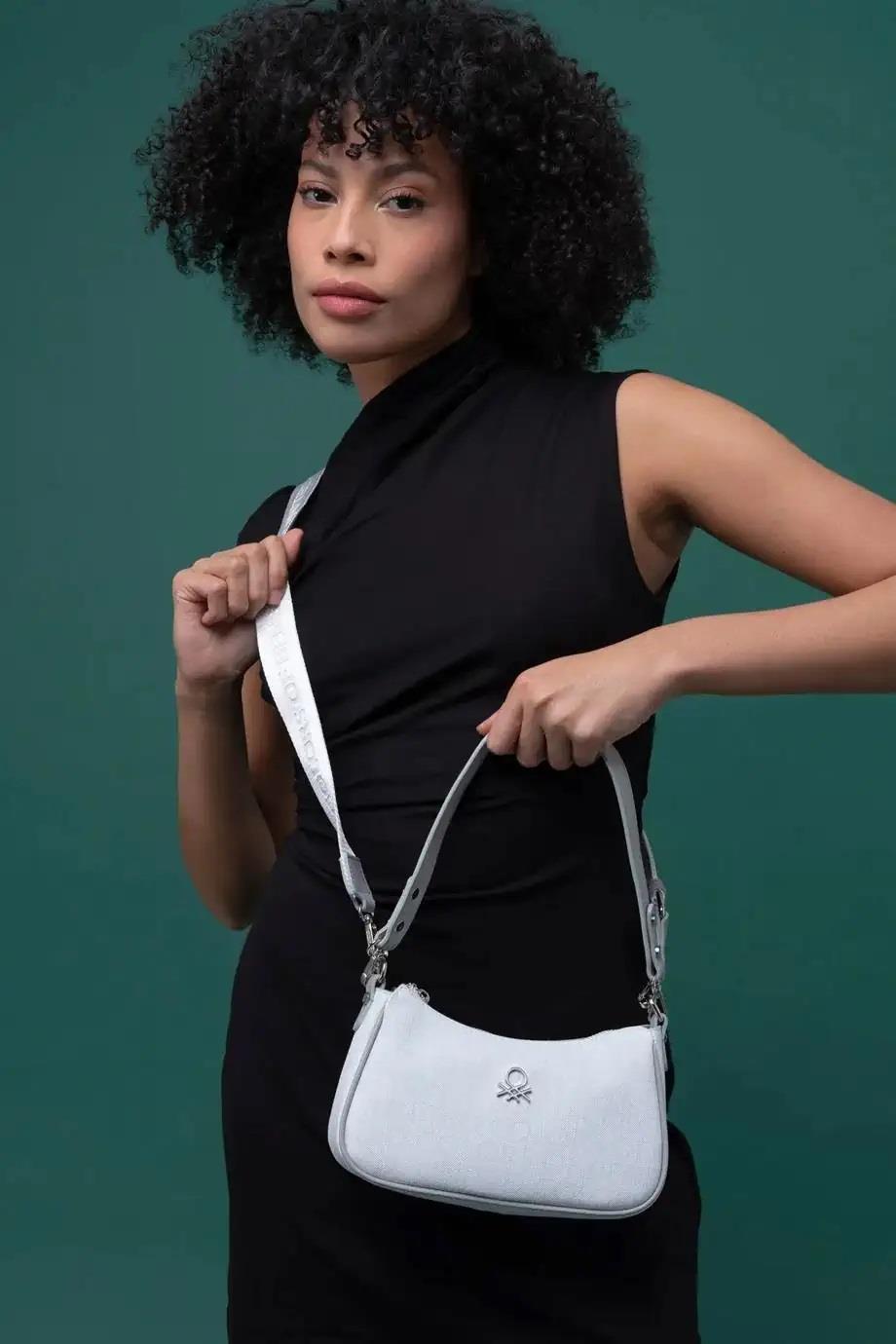 Benetton 1291 Beyaz Çapraz Bayan Çanta