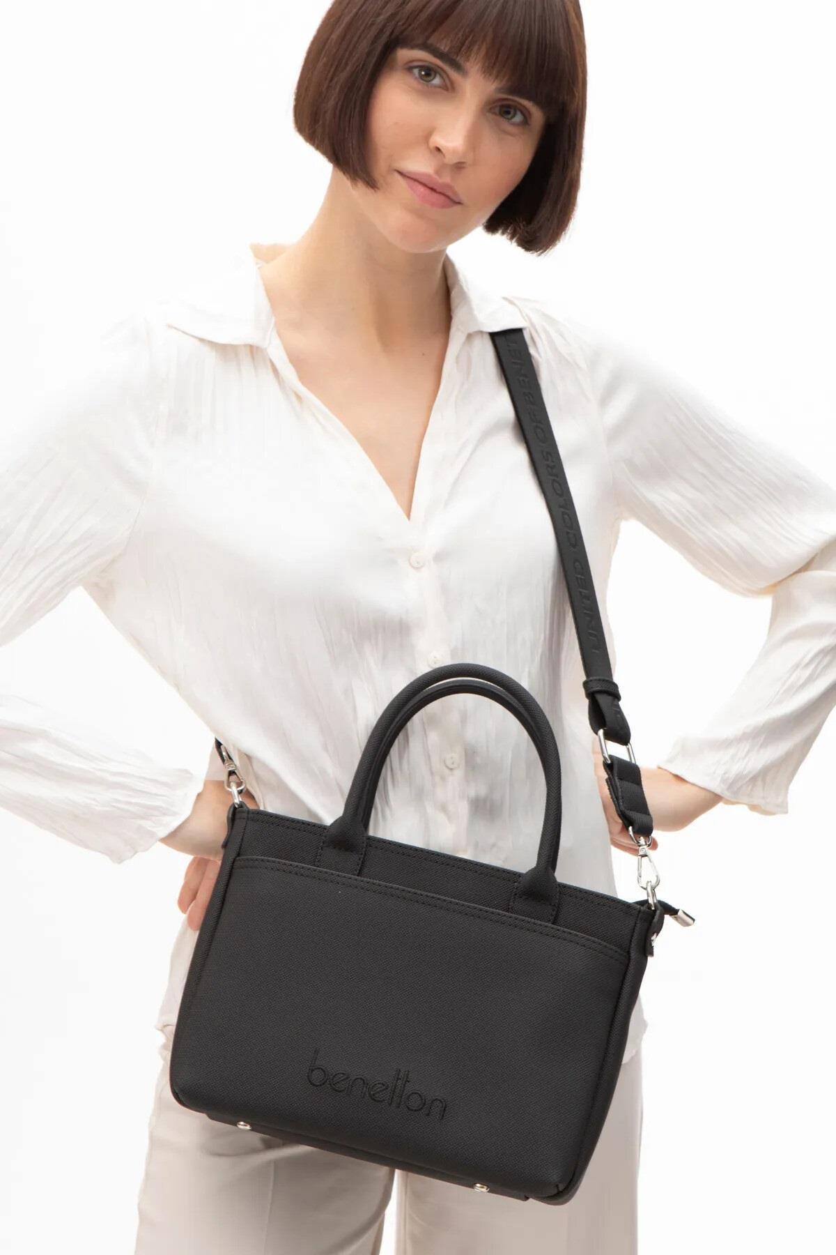 Benetton 1614 Siyah Baskılı Çarpraz Bayan Çanta