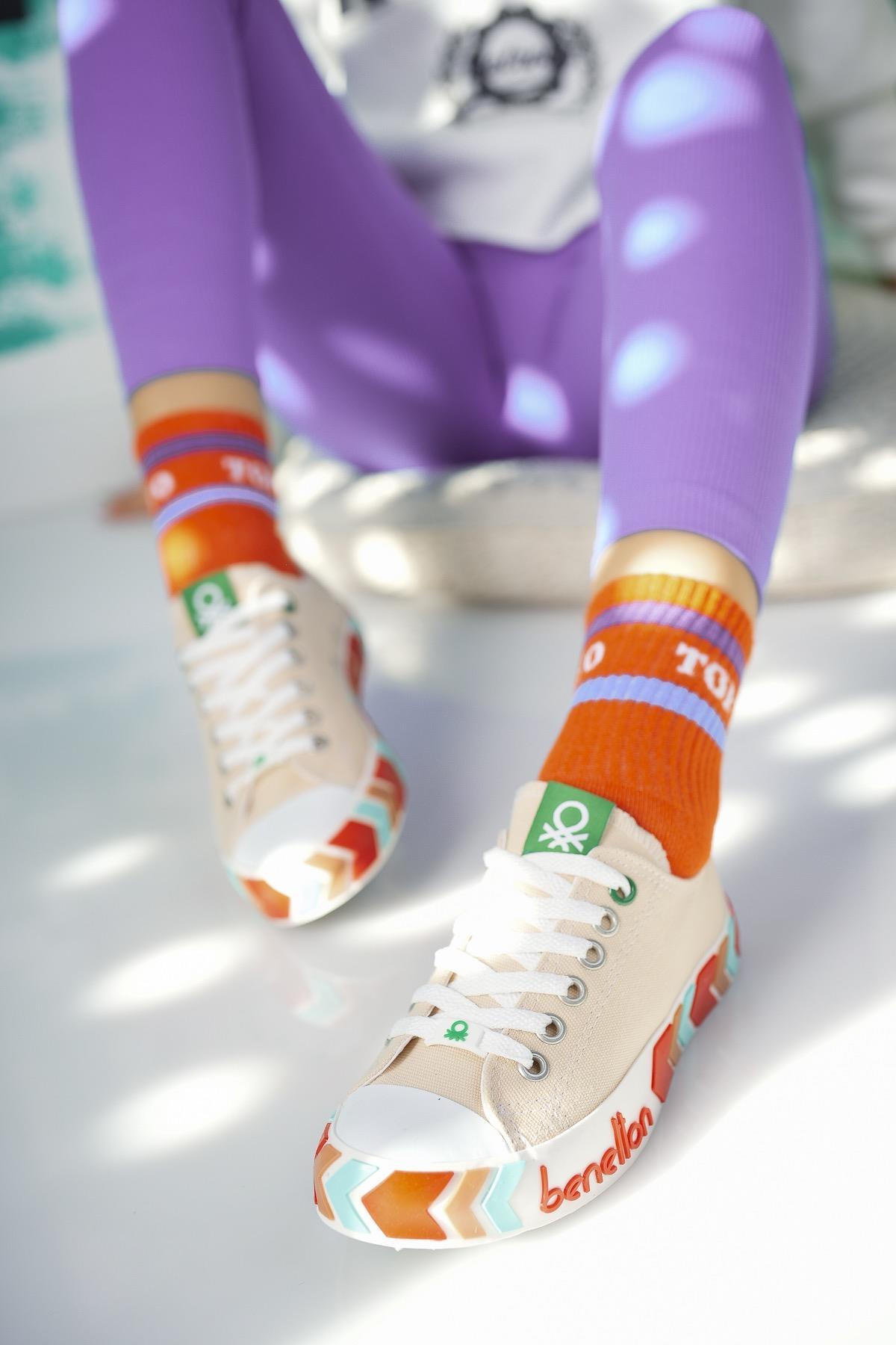 Benetton 30620 Bej Kısa Kadın Sneakers