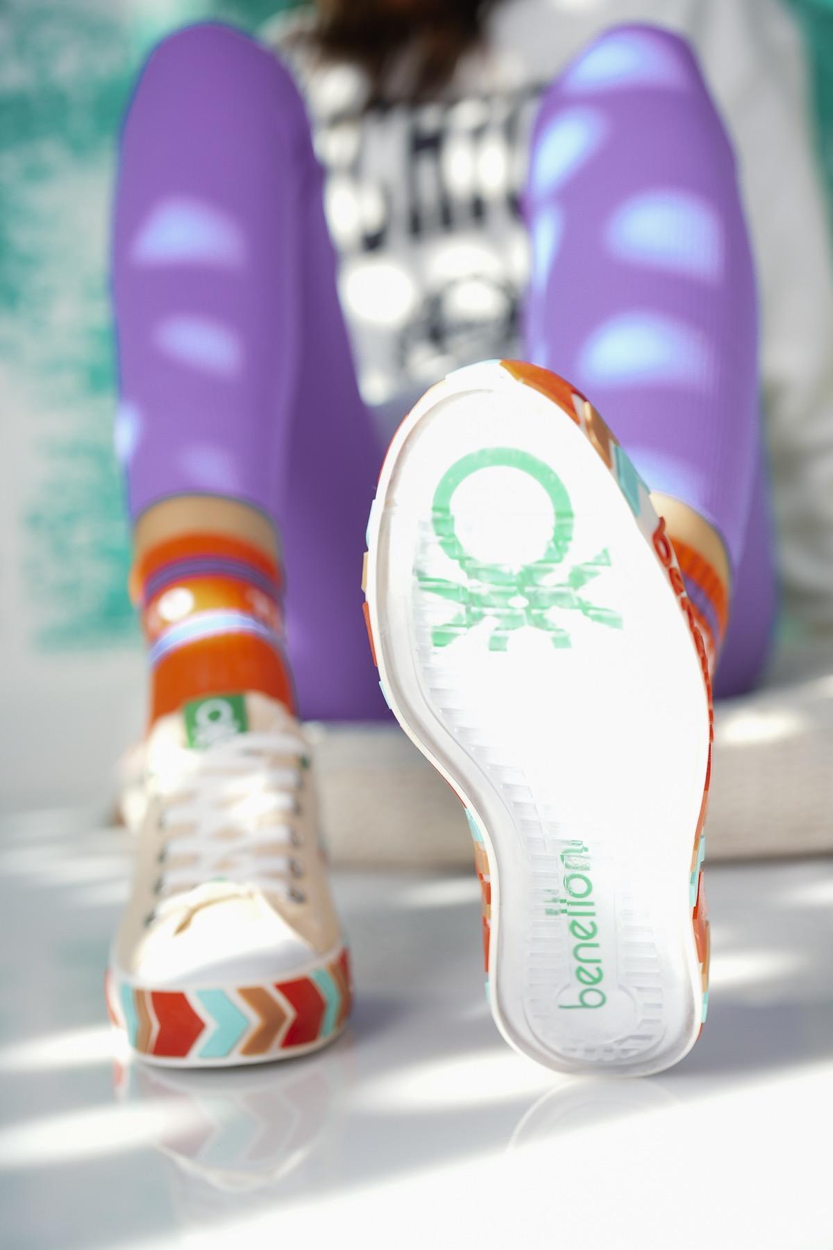 Benetton 30620 Bej Kısa Kadın Sneakers
