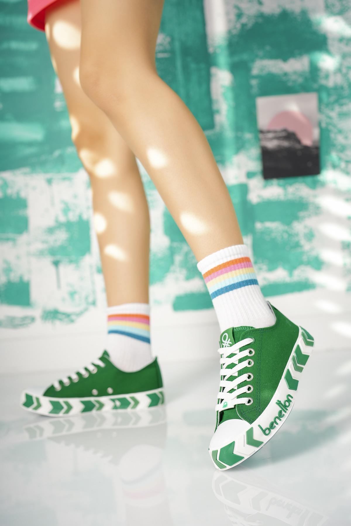 Benetton 30620 Yeşil Kısa Kadın Sneakers