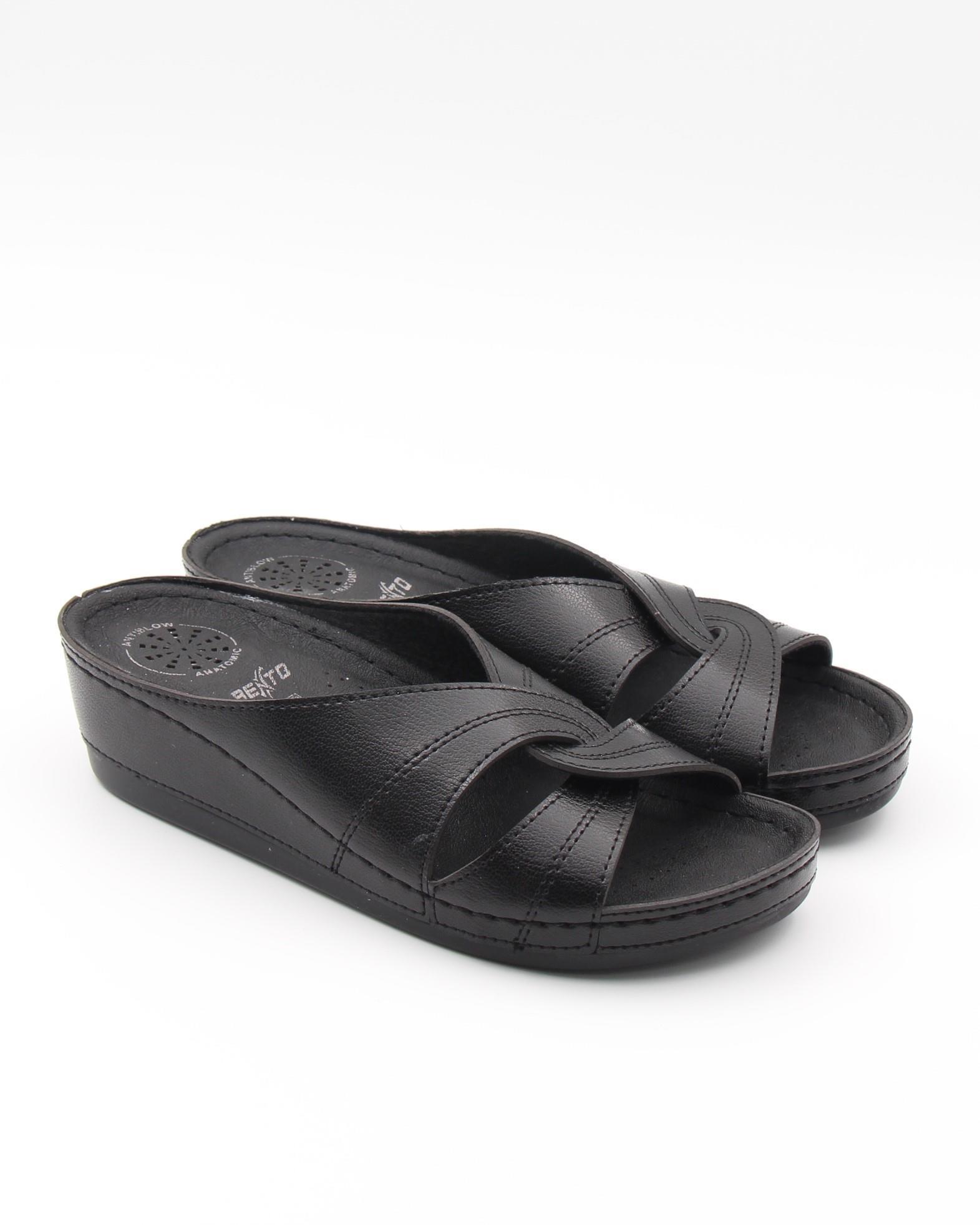 Bento 15036 Siyah Dolgu Topuk Anatomik Kadın Terlik