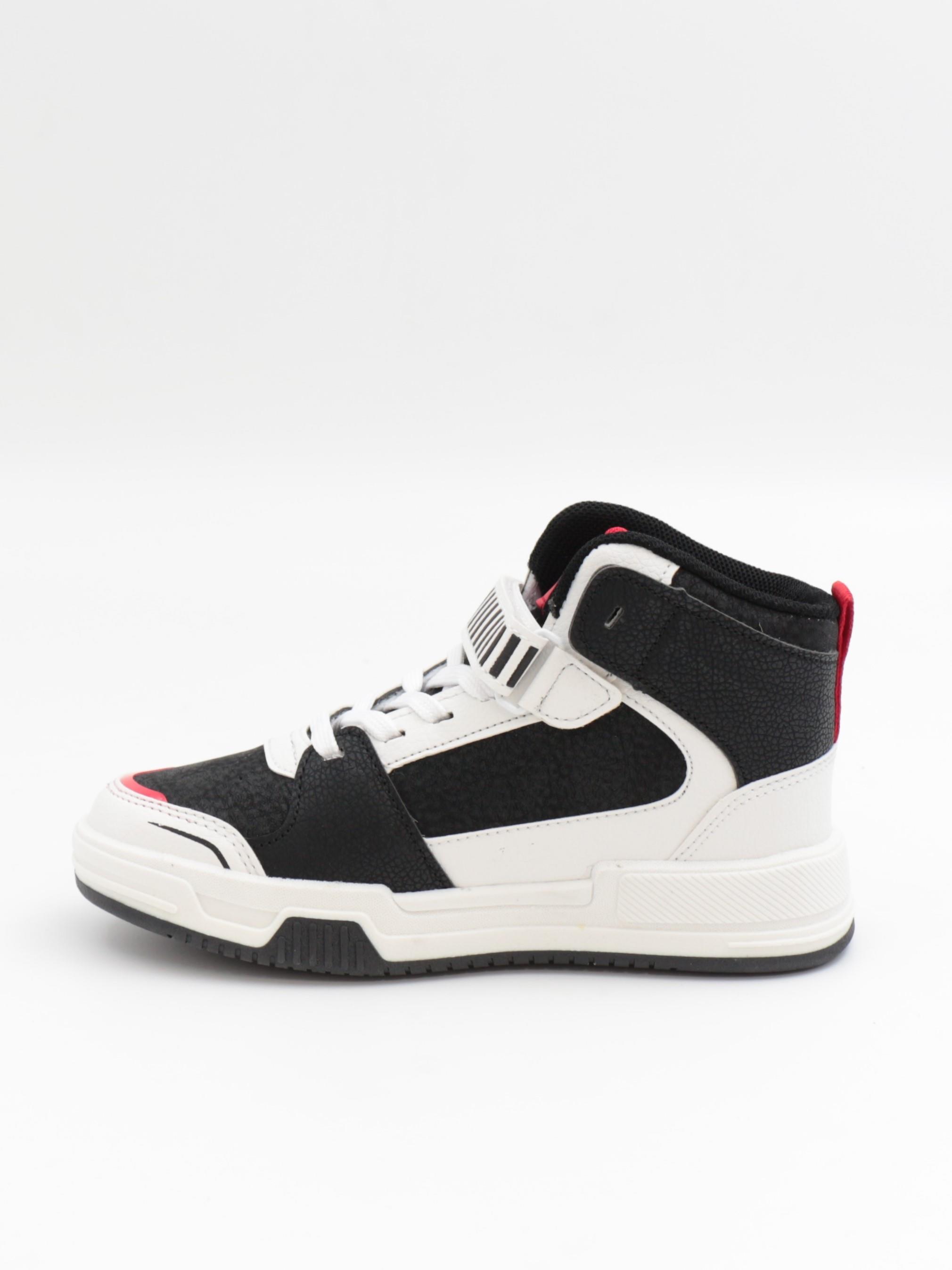 Cool King 31-36 Siyah Kırmızı Boğazlı Cırtlı Çocuk Spor Ayakkabı