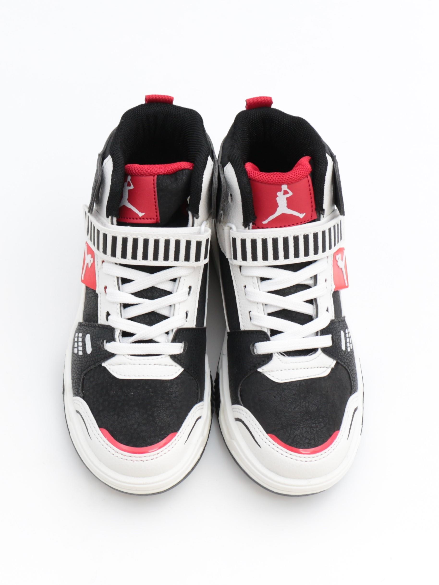 Cool King 31-36 Siyah Kırmızı Boğazlı Cırtlı Çocuk Spor Ayakkabı