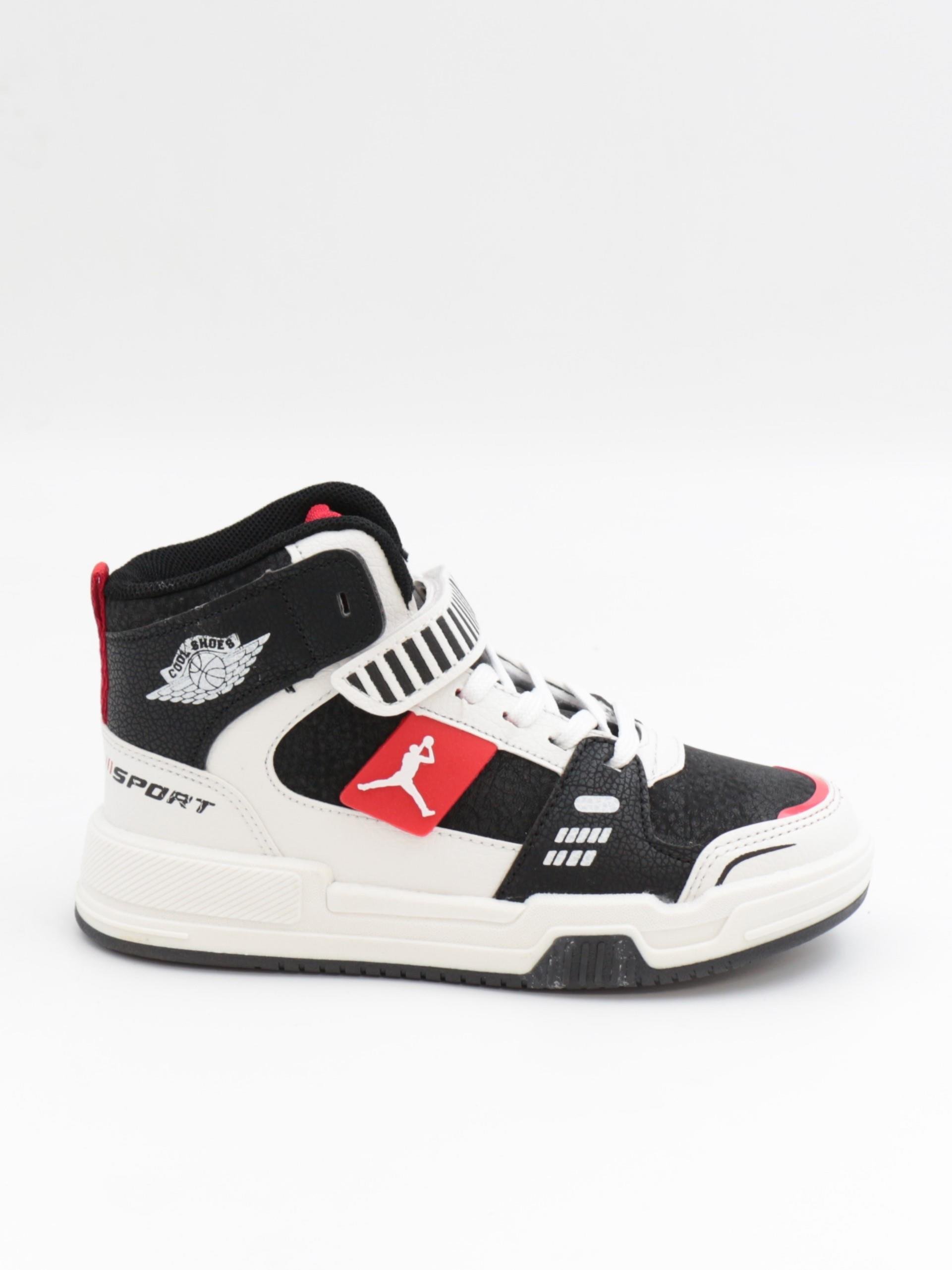 Cool King 31-36 Siyah Kırmızı Boğazlı Cırtlı Çocuk Spor Ayakkabı