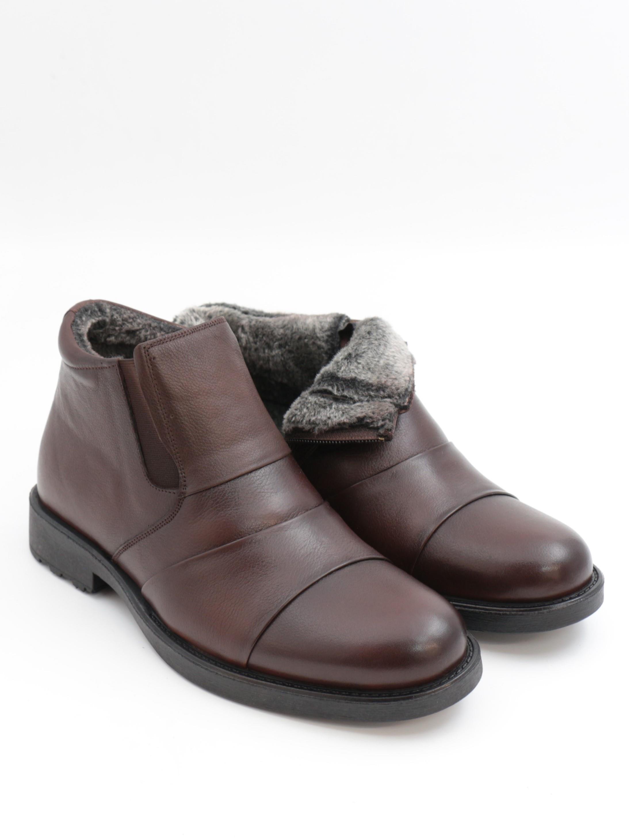 Fermend 144 Kahve Hakiki Deri Kürklü Erkek Bot