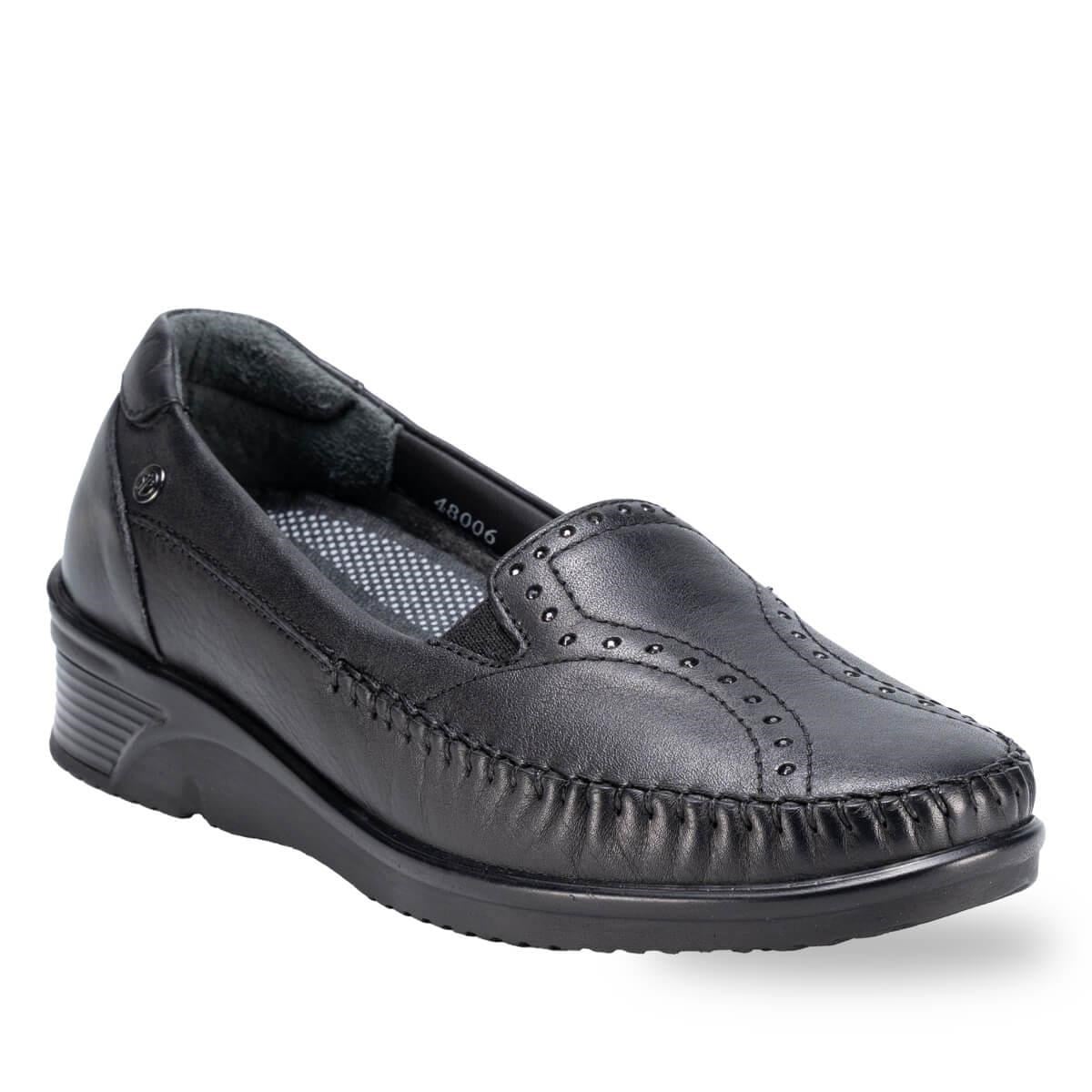 Forelli Erva 48006 Siyah Hakiki Deri Kadın Ayakkabı