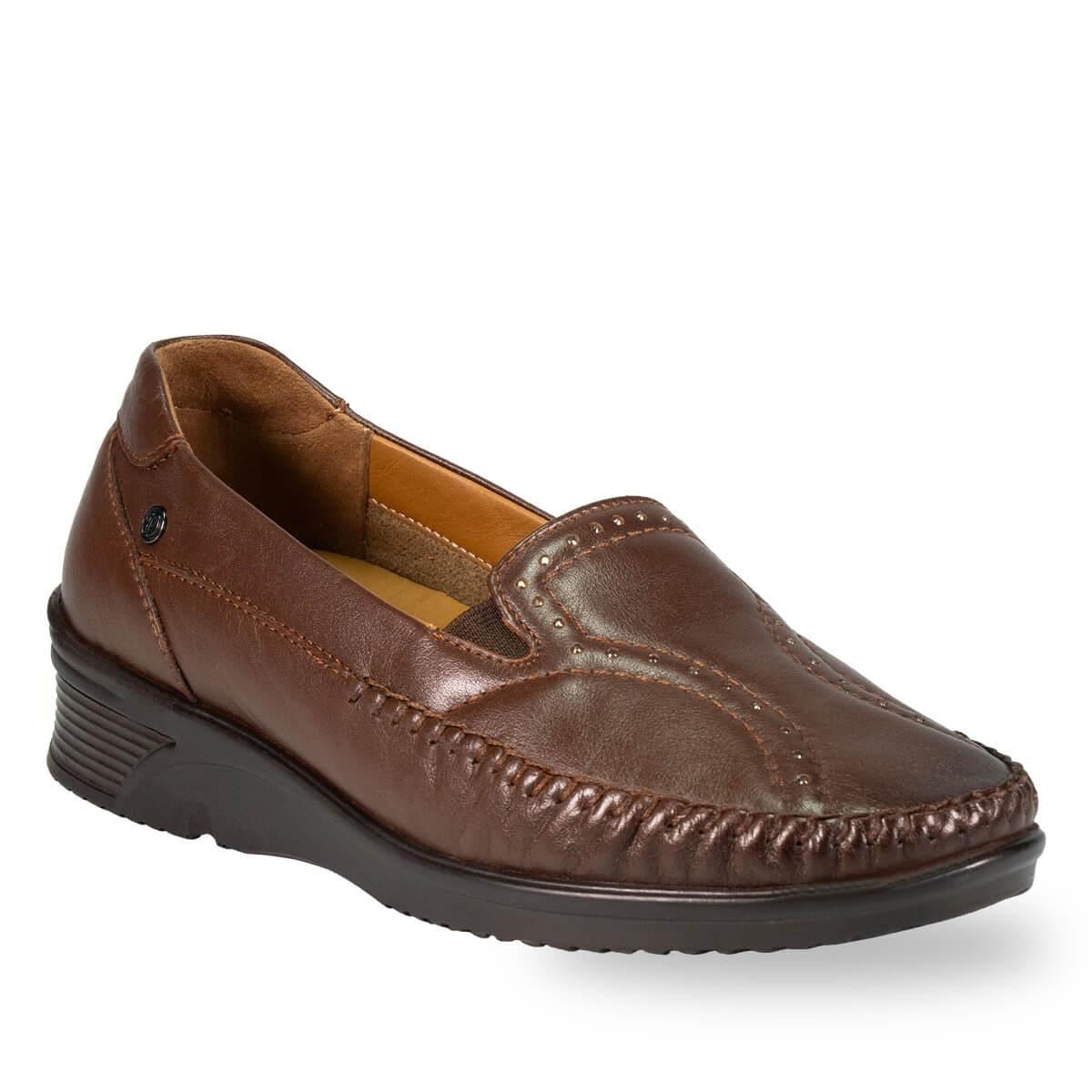 Forelli Erva 48006 Taba Hakiki Deri Kadın Ayakkabı