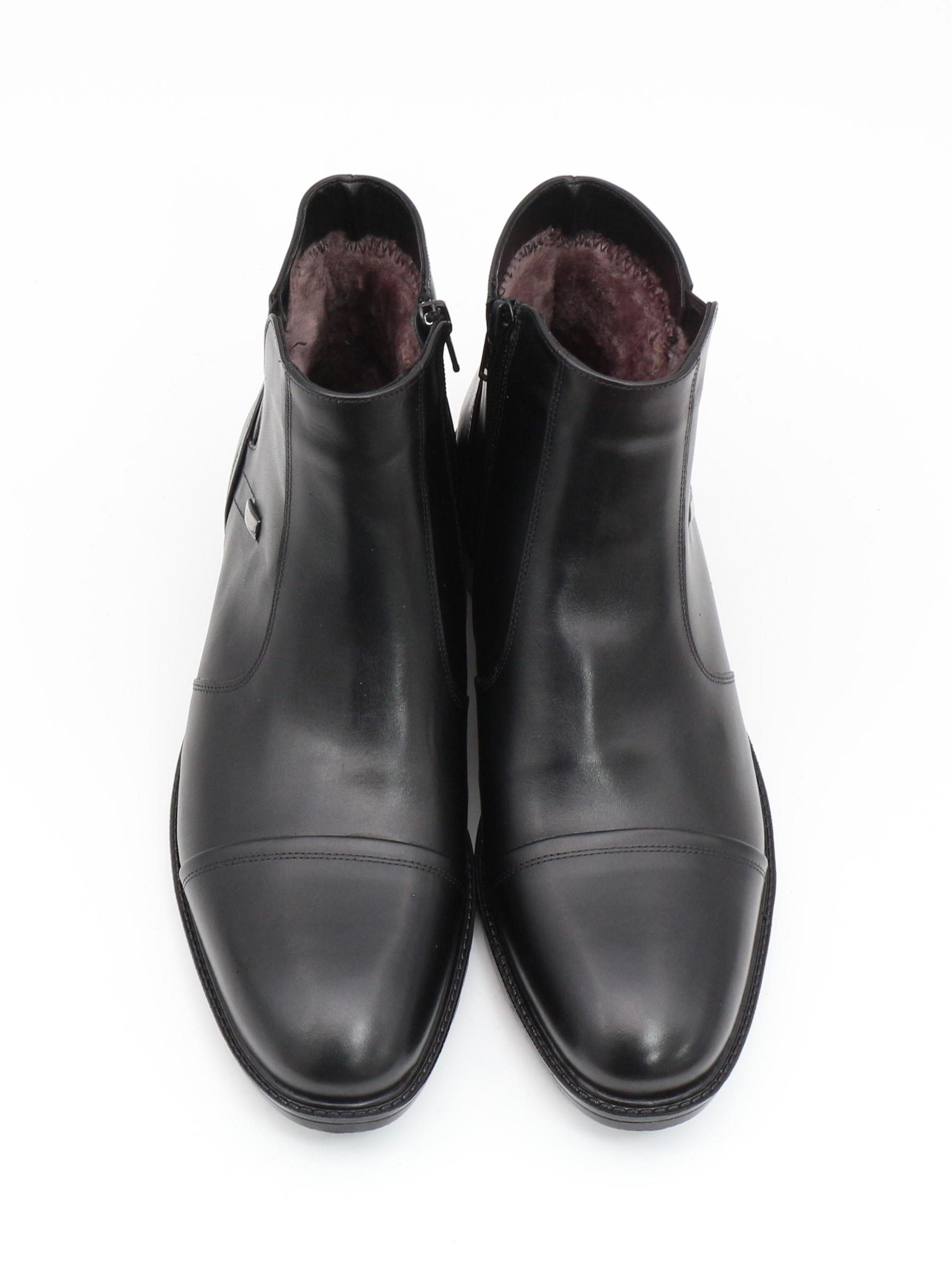 Fosco 3580-1 Siyah Hakiki Deri Kauçuk Taban Kürklü Erkek Bot