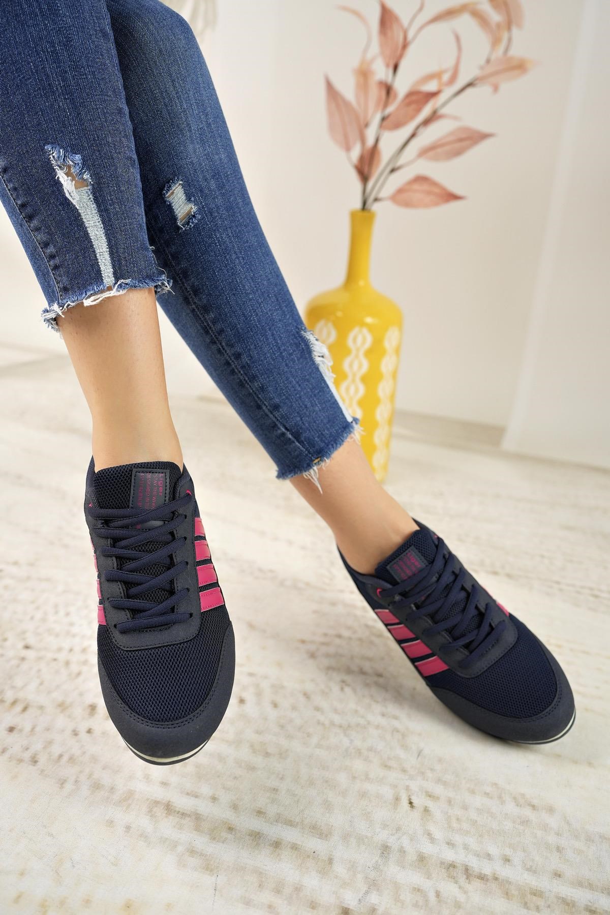 Liger 7218 Laci Fuşya Memory Foam Kadın Spor Ayakkabı