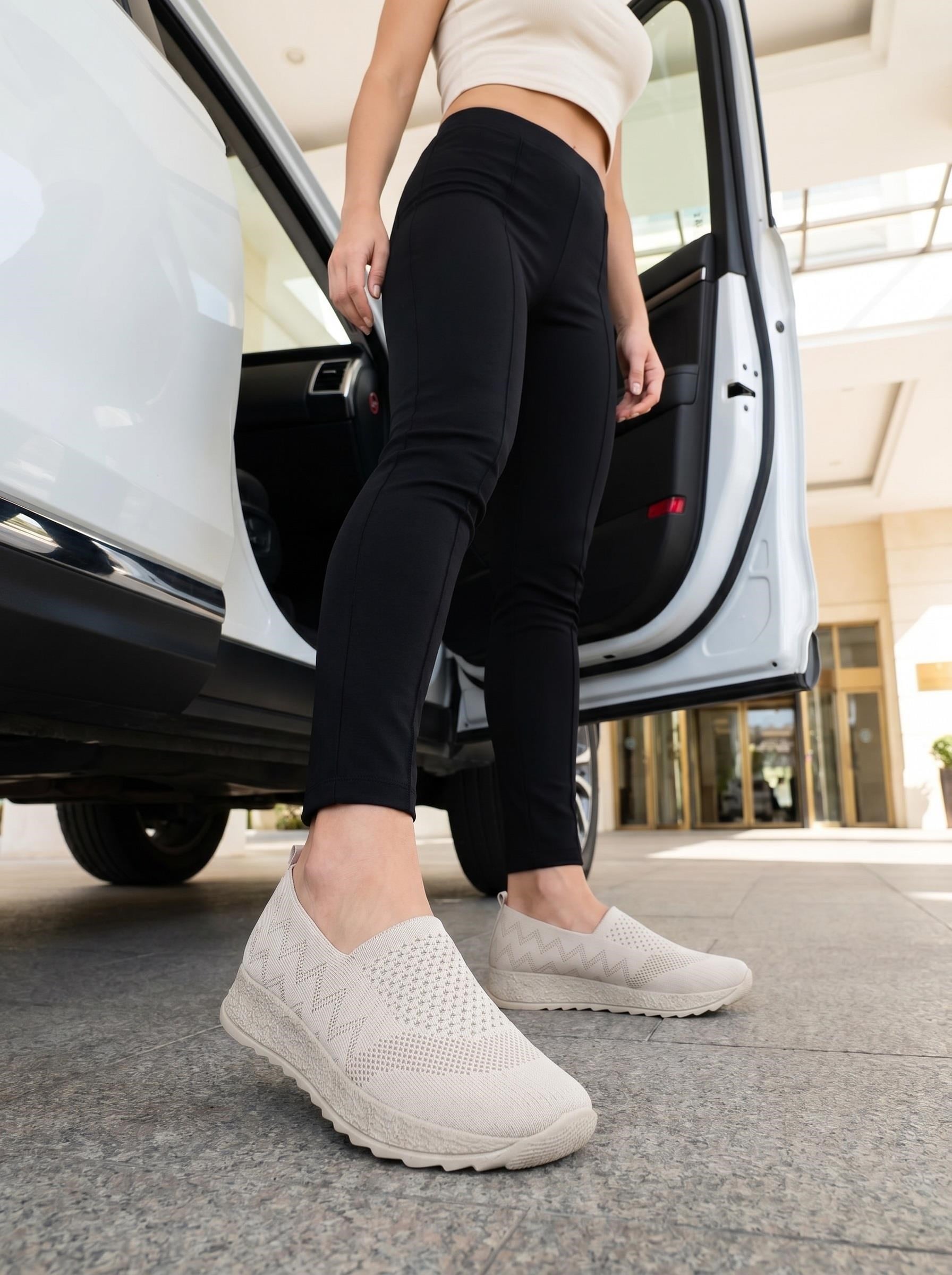 Nesil Shoes Aky 055 Krem Triko Yazlık Kadın Ayakkabı